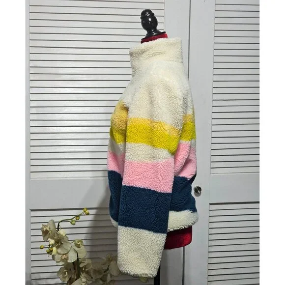 Faherty Women's Multicolor Sun and Wave Faux Sherpa Full Zip Size Xsmall 2980 - Picture 4 of 16